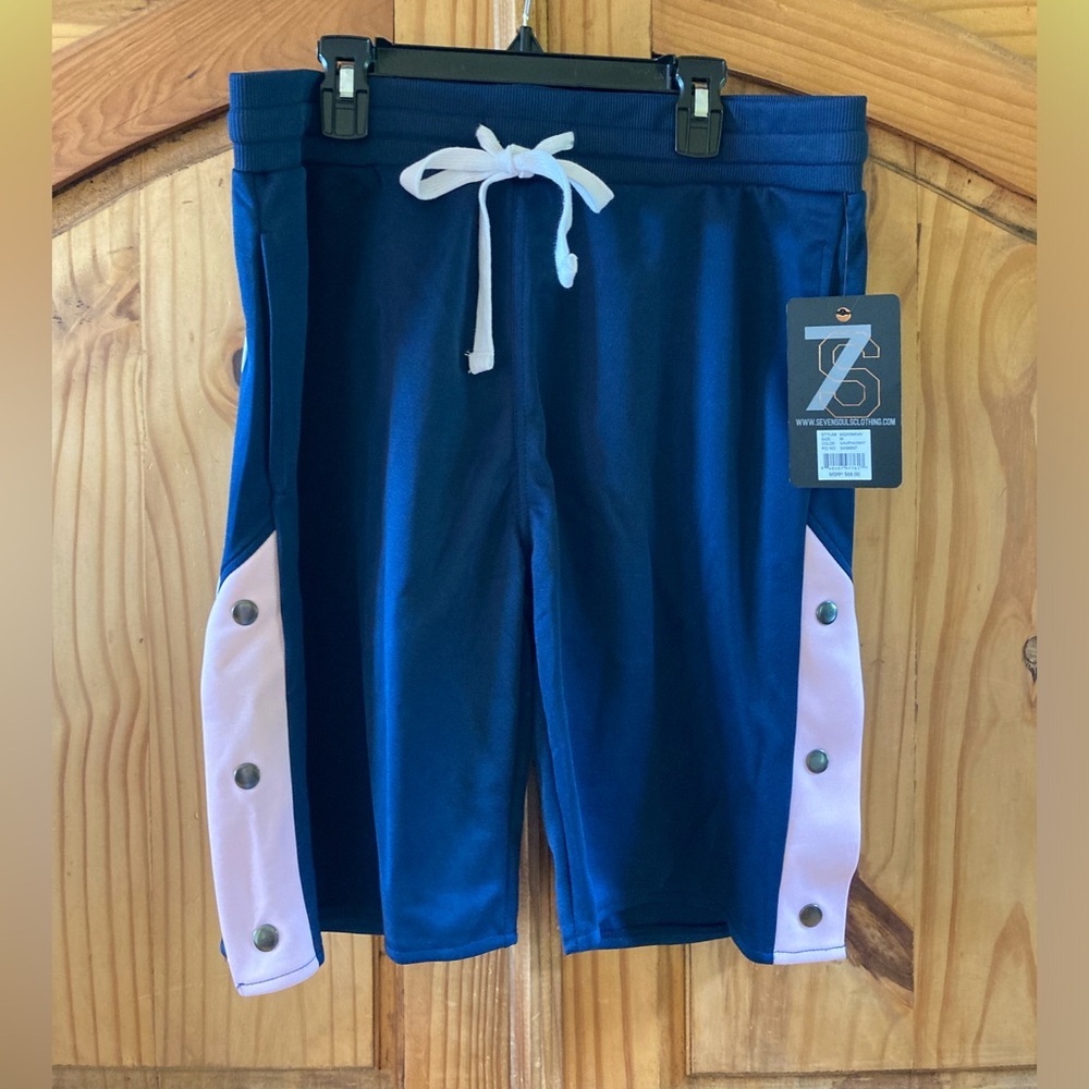Men’s Seven Souls blue pink athletic Sweatshorts shorts size M - NWT